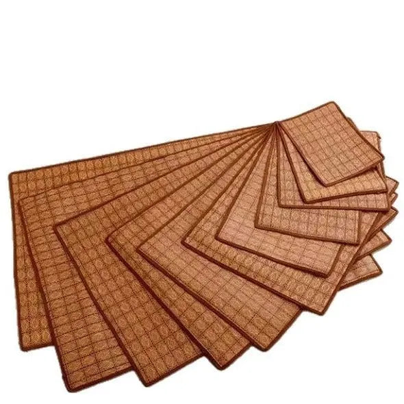 Brown rattan fibre cooling sleeping mat for dogs available in six sizes from small to extra-large
