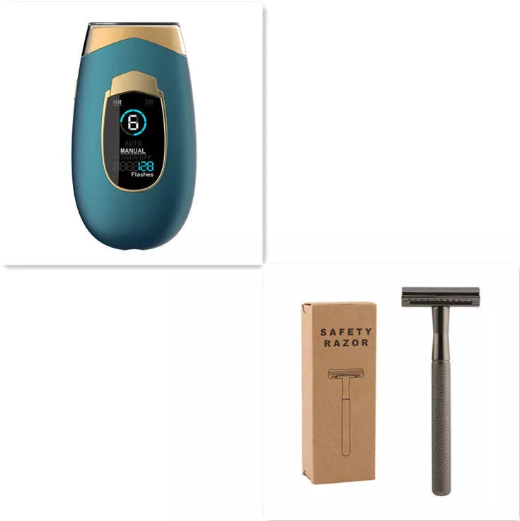 Laser hair removal device for home use in various colors with goggles and power adapter