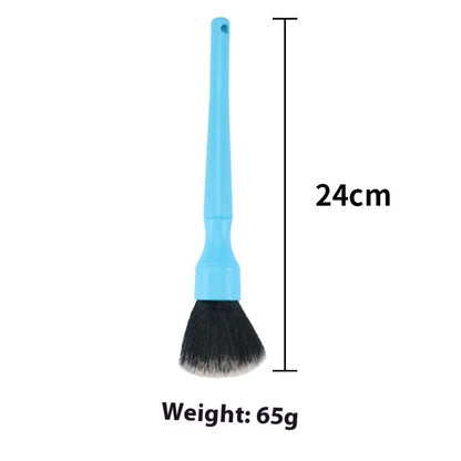 Soft nylon car detail brush with black blue or red handle for interior car cleaning and dashboard vent dust removal