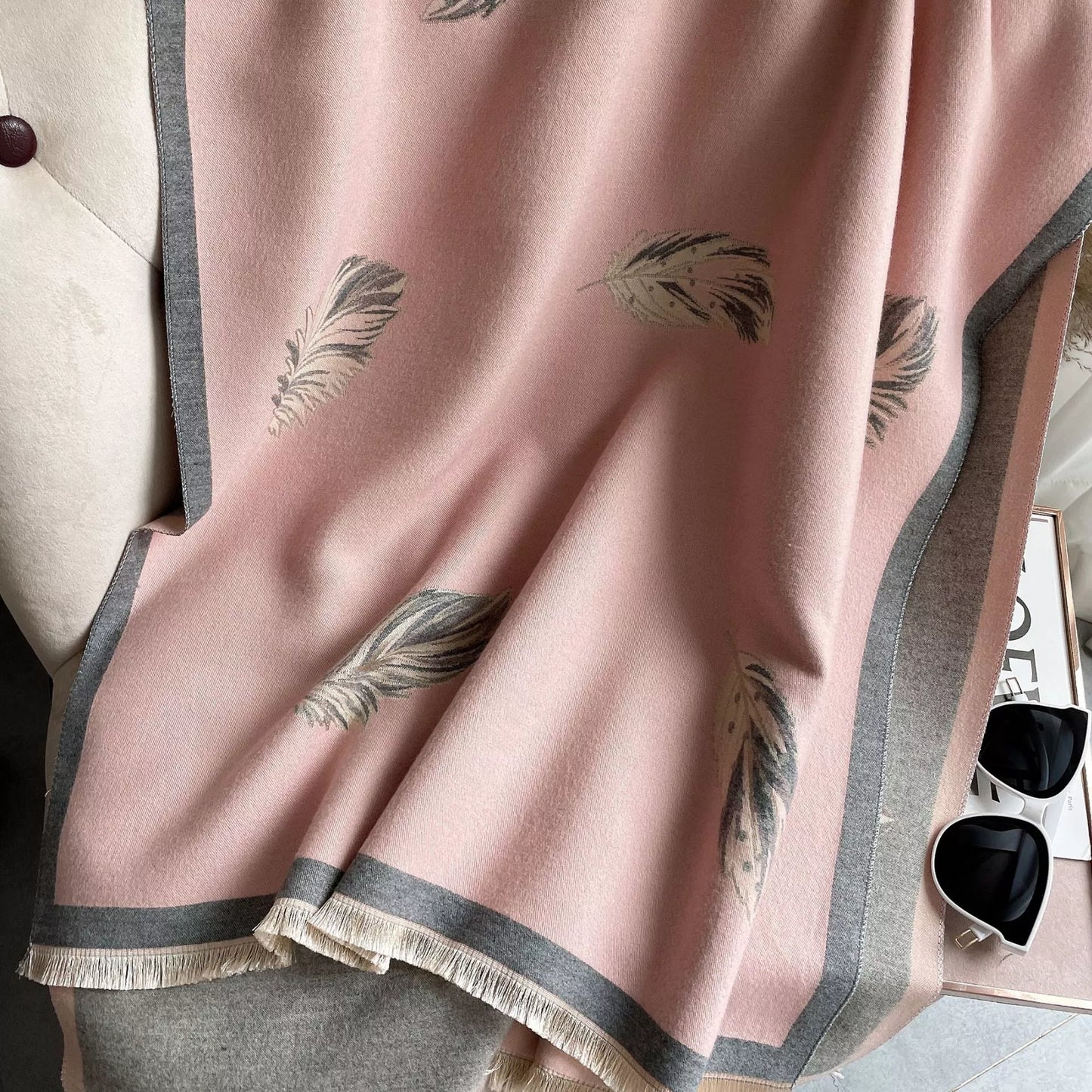 Cashmere-like Short Beard Tassel Thickened Warm Shawl Scarf in various colors