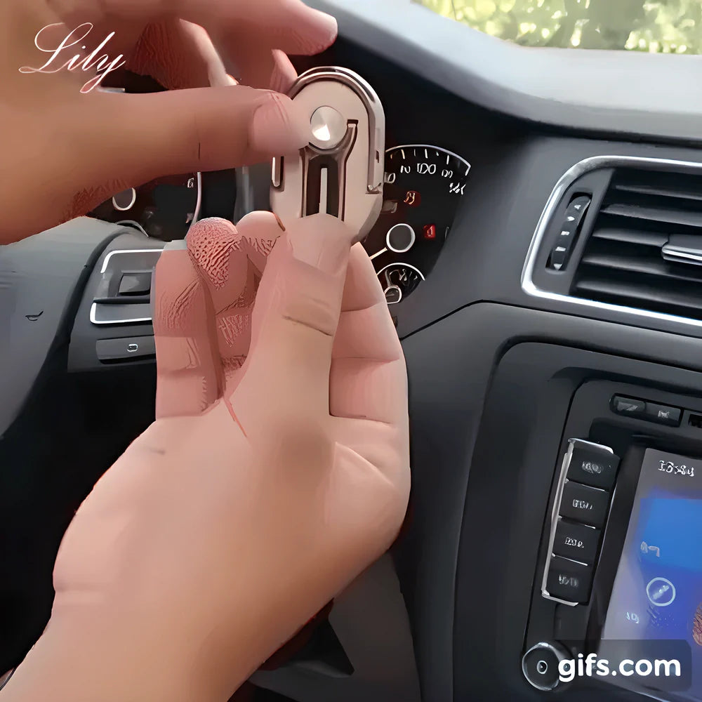 Premium 3-in-1 car phone mount with rotating ring stand, magnetic vent clip, and durable zinc alloy construction