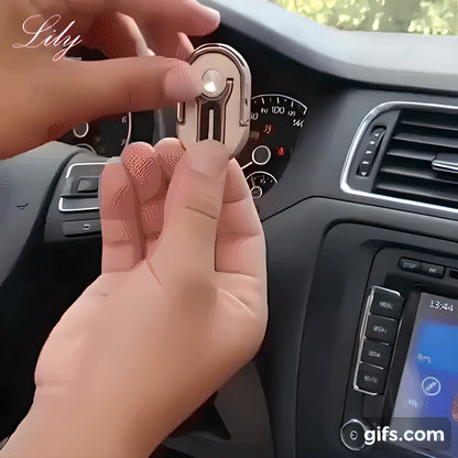 Premium 3-in-1 car phone mount with rotating ring stand, magnetic vent clip, and durable zinc alloy construction