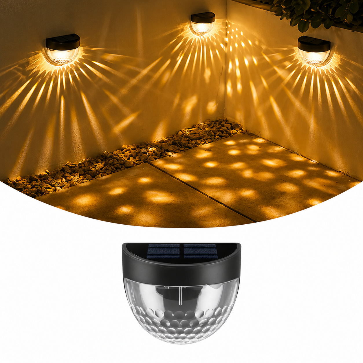 Solar-powered outdoor wall lamp with integrated LED technology providing 8-12 hours of continuous illumination from a single day's solar charge, featuring IP55 waterproof rating for year-round garden use