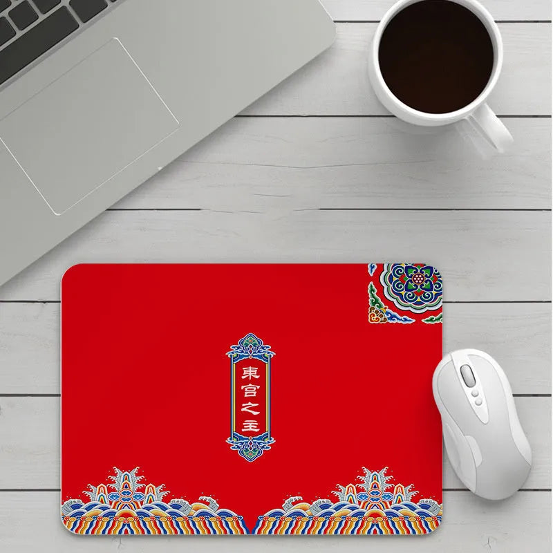Customisable thick cartoon mouse pad with non-slip base, showing sample patterns like strawberry, cat, and whale designs.