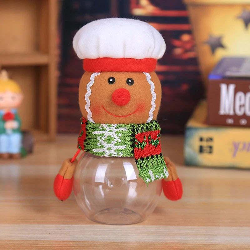 Festive Christmas candy jar with toy lid for holiday treats storage