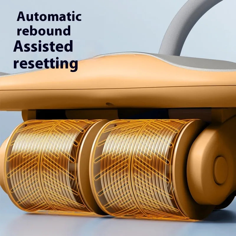 Three-wheel abdominal exercise wheel with automatic rebound mechanism and knee pad in black colour