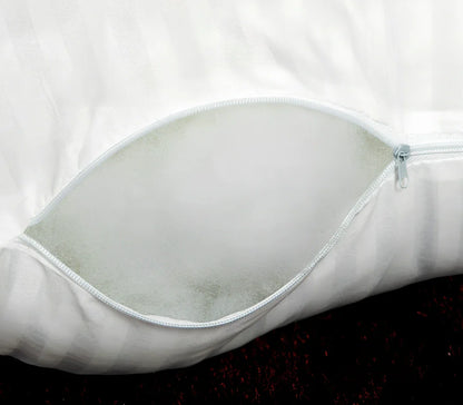 White square healthcare pillow measuring 40x70cm with polyester fibre filling