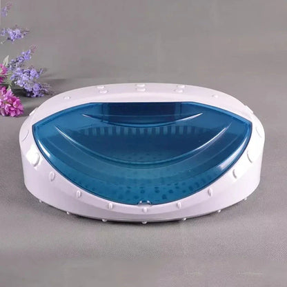 Mechanical towel sterilizer in white, compact design with 220V AC power supply