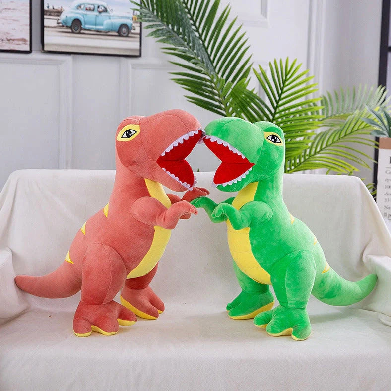 Blue plush dinosaur toy measuring 60cm tall with short plush fabric and PP cotton filling