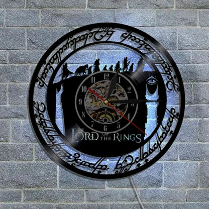 Black 30cm vinyl record wall clock with quartz pointer display and plastic shell, modern decorative design for home or office