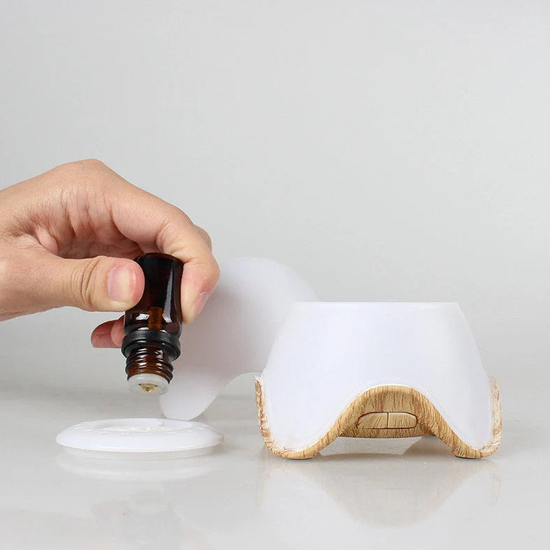 GX-L07 compact humidifier with wood grain finish and LED night light