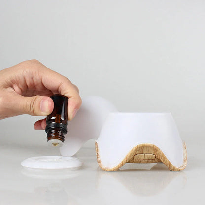 GX-L07 compact humidifier with wood grain finish and LED night light