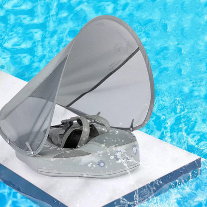 Baby Swimming Ring Floats with UPF 50+ sunshade for safe outdoor swimming