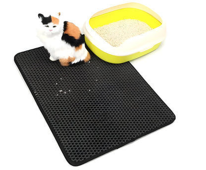 EVA double-layer cat litter mat in black, brown, grey, light blue or pink, sizes S to XL