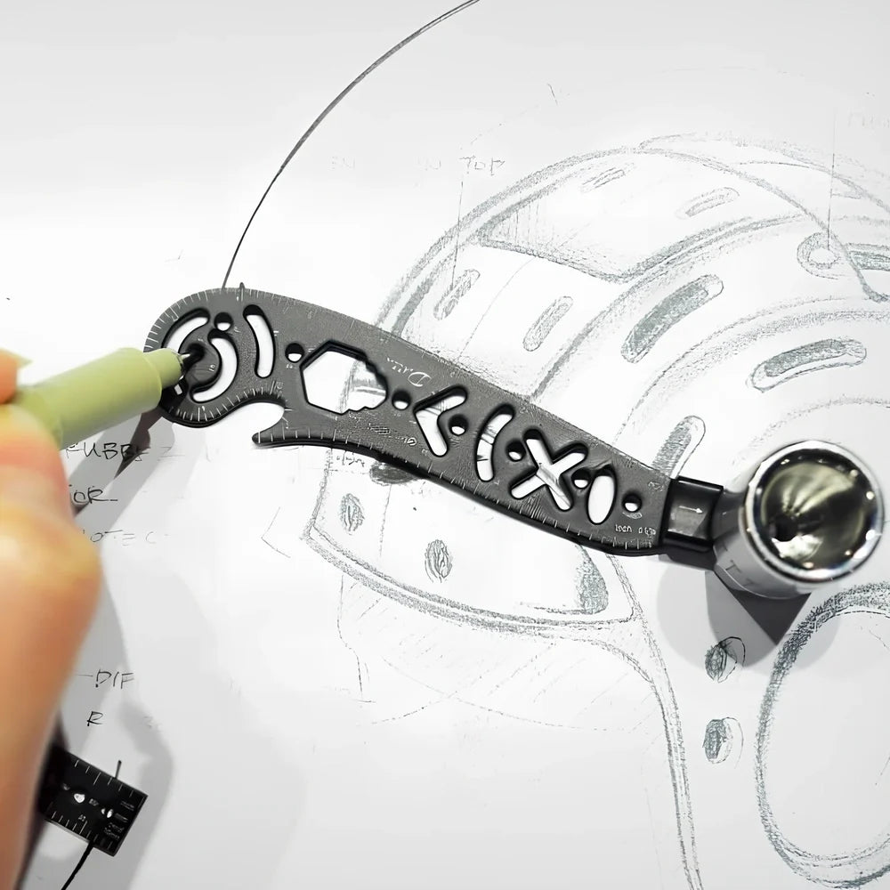 17cm metal drawing ruler with magnetic compass base for circular measurements without paper damage