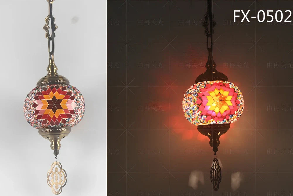 Turkish glass chandelier with 148mm shade and 1.2m adjustable cable on 10cm chassis