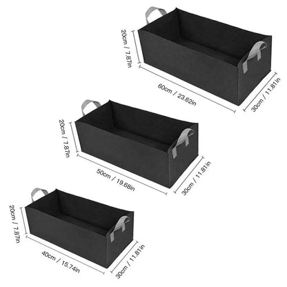 Non-woven felt plant bag in selected colour with dimensions 40x30x20cm, 50x30x20cm or 60x30x20cm for container gardening