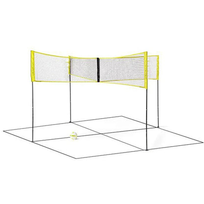 Black polyethylene volleyball net with four sides standard construction showing rope thickness detail
