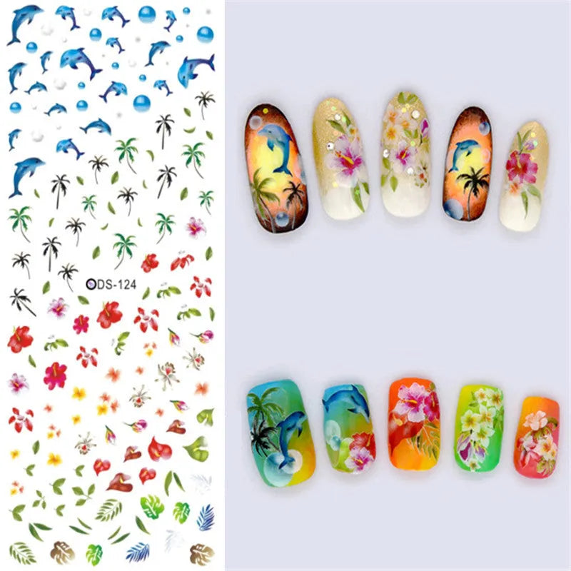 Watermark Nail Sticker Decal Water Transfer Nail Art Sticker with Transparent Scratch-Resistant Film for DIY Manicures in 13 Colour Options Including DS103 to DS125
