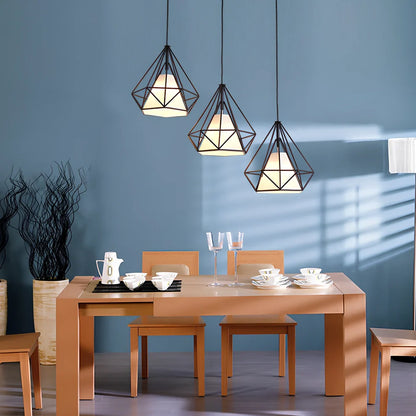 Wrought iron diamond chandelier with adjustable height and LED lighting for 10-15 square metre rooms