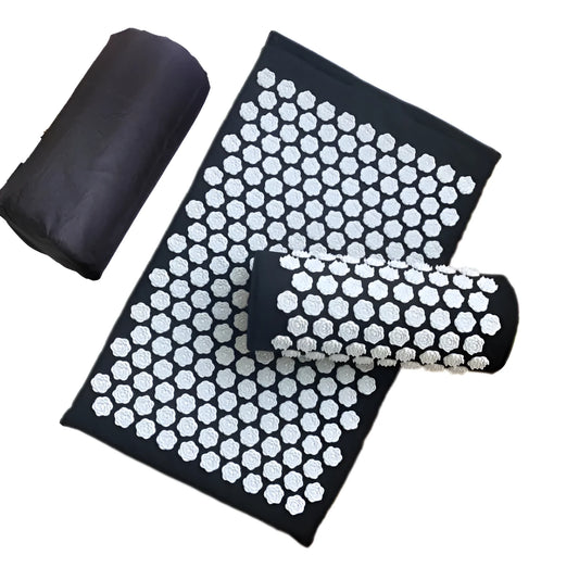 Lotus-shaped acupressure mat and pillow set in blue colour for massage therapy
