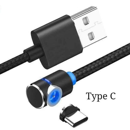 360 Degree Magnetic Charging Cable with LED light and 90-degree connector