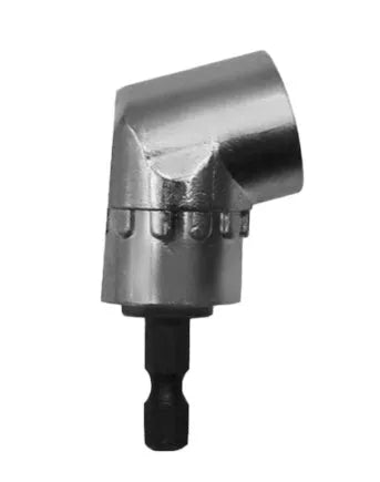Flexible shaft attachment for drills with a 105-degree angled head and magnetic bit holder.