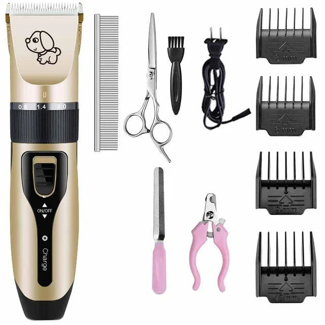 Powerful cordless pet grooming clipper with 5 adjustable speed settings, titanium-ceramic blade, and up to 2 hours of runtime