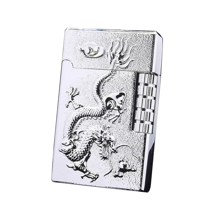 Embossed Chinese Dragon Gas Lighter with intricate design and metal construction