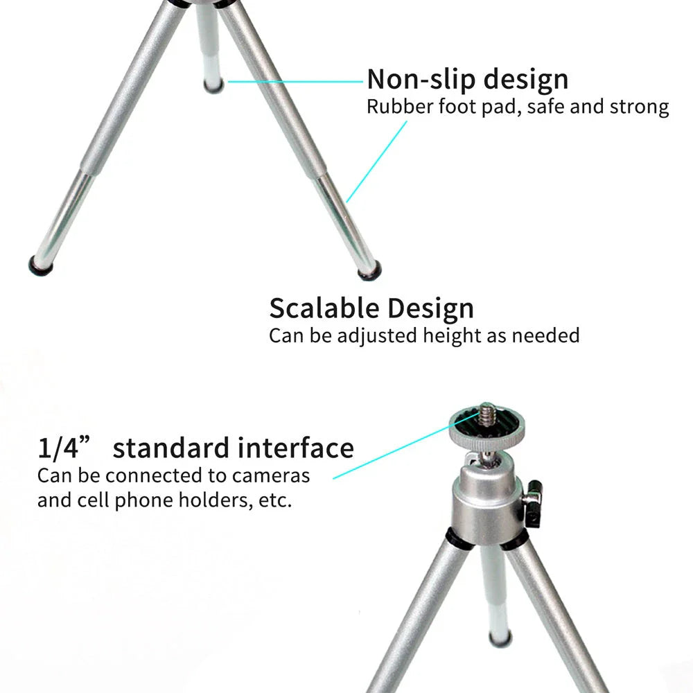 Compact and flexible tripod stand with 360-degree swivel for digital cameras and camcorders