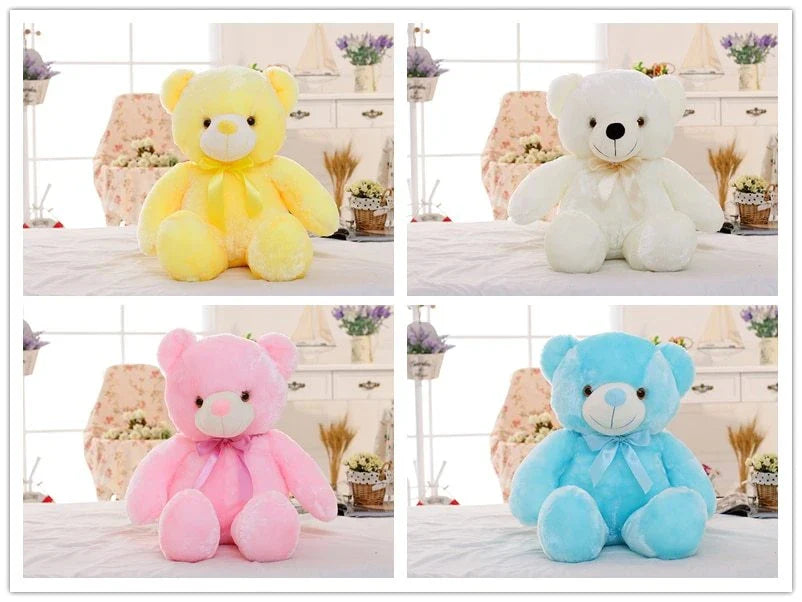 Illuminating LED Teddy Bear Plush Toy with color-changing lights, perfect for cozy ambiance and festive decor
