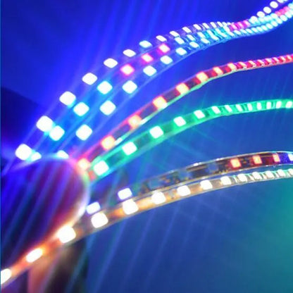 12V LED strip light for car and motorcycle in blue or red, available in 90cm, 120cm and 150cm lengths