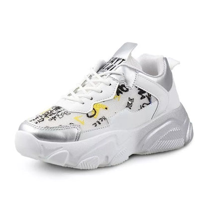 Light Sole Running Shoes in red, purple, and silver with breathable mesh design