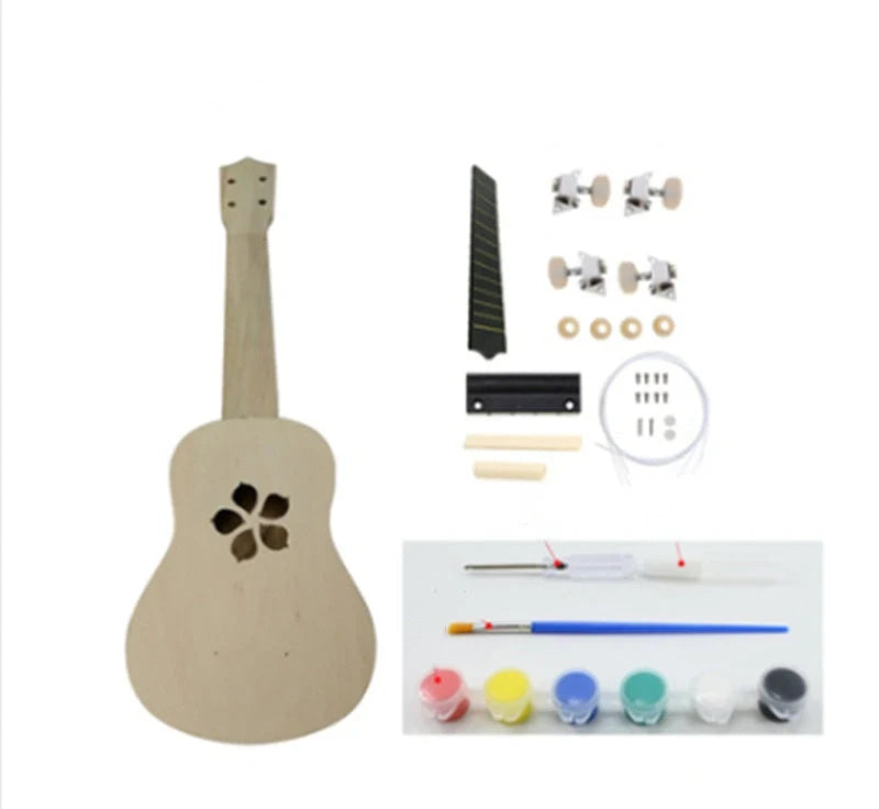 Hand-painted cherry blossom ukulele for beginners, 21 inches, basswood construction