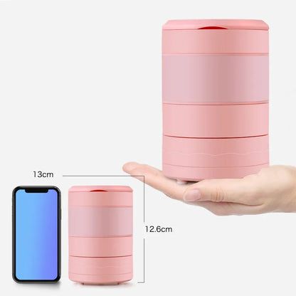 Blue portable mini blender with USB charging cable and measuring 450ml capacity
