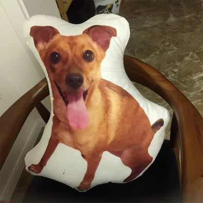 Custom pet photo pillow with high-resolution printing, available in multiple sizes