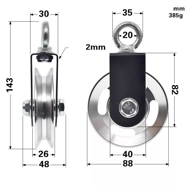 Aluminum alloy fitness equipment guide wheel with smooth pulley action