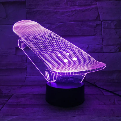 Sports Series Night Light in Skate style, 200x150x87mm with cracked colourful acrylic and remote control, 0.5W USB powered