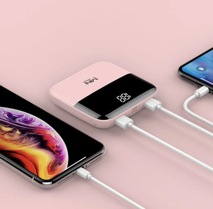 10000mAh portable power bank with digital display showing battery percentage