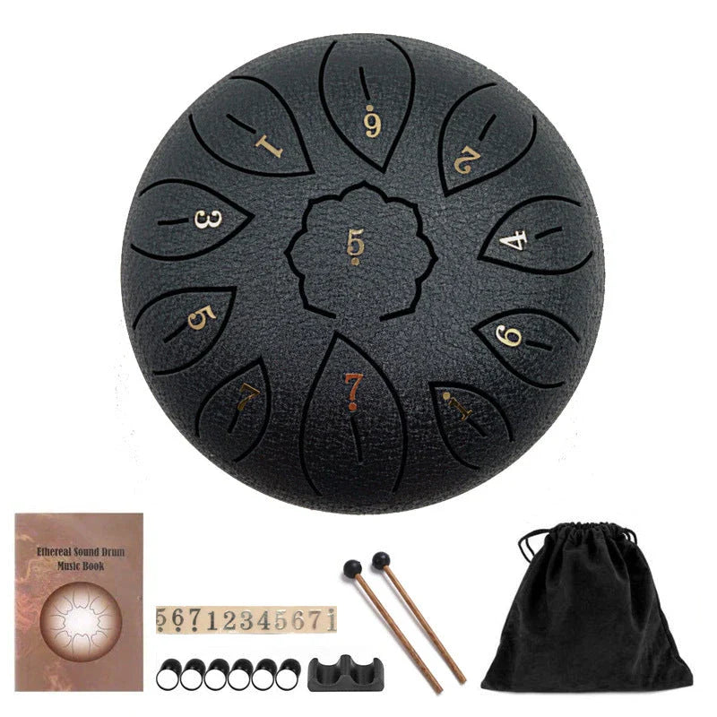 Ethereal 11-Tone Handpan Drum in various colors - premium steel instrument for meditation, yoga, and relaxation