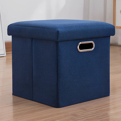 25cm cube storage stool in cotton linen fabric with hidden compartment and sponge cushioning