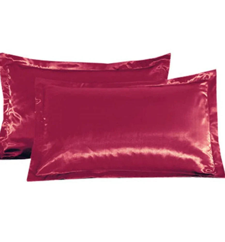 Pure colour imitation silk pillowcase in selected colour showing smooth polyester fabric texture