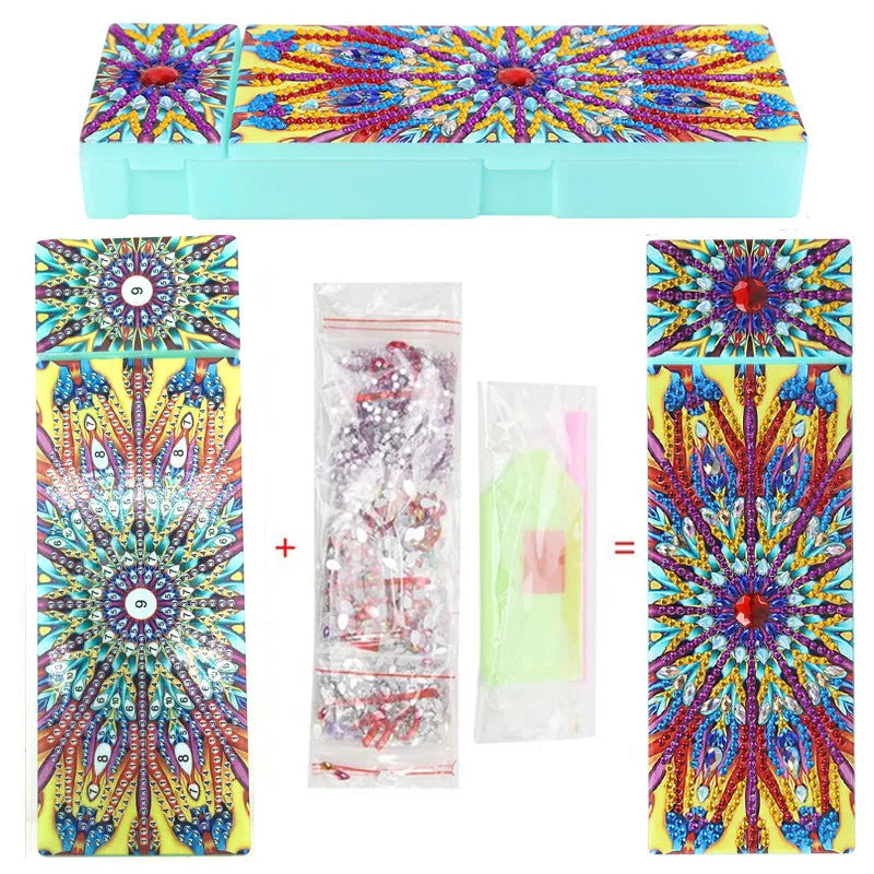 DIY diamond painting kit for creating personalised pencil case with resin sequin decoration on PU leather