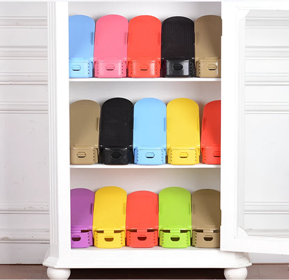 Adjustable double stand shoe rack, PP plastic, 25x10x18cm, 170g, space saving shoe storage in multiple colours