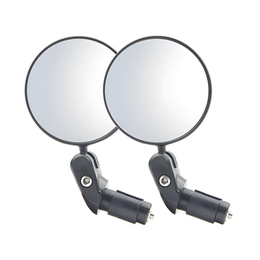 Black foldable convex motorcycle rear view mirror on a 14cm stem.