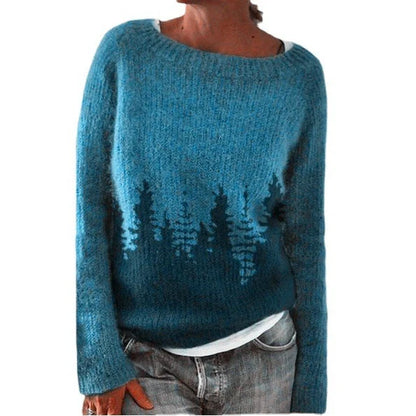 Stylish multicolor knit pullover sweater for women with relaxed fit and variety of vibrant color options