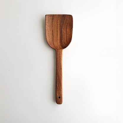 Korean teak wood cooking shovels set with three distinct designs for kitchen use