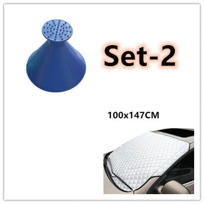 Car snow block aluminized film front windshield cover with external anti-theft design in size 100x147C or 143X93.
