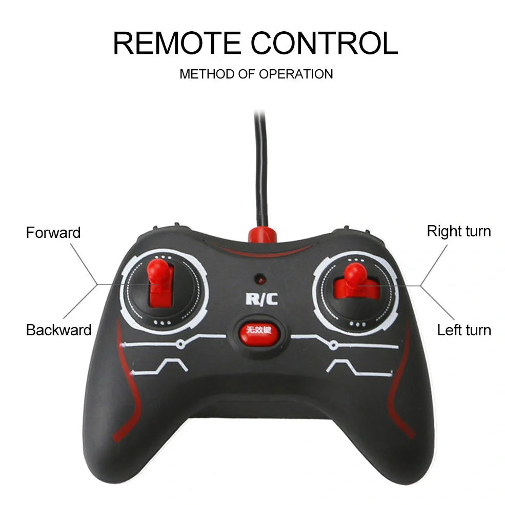 Red remote-controlled car climbing wall with industrial fan system and wireless controller