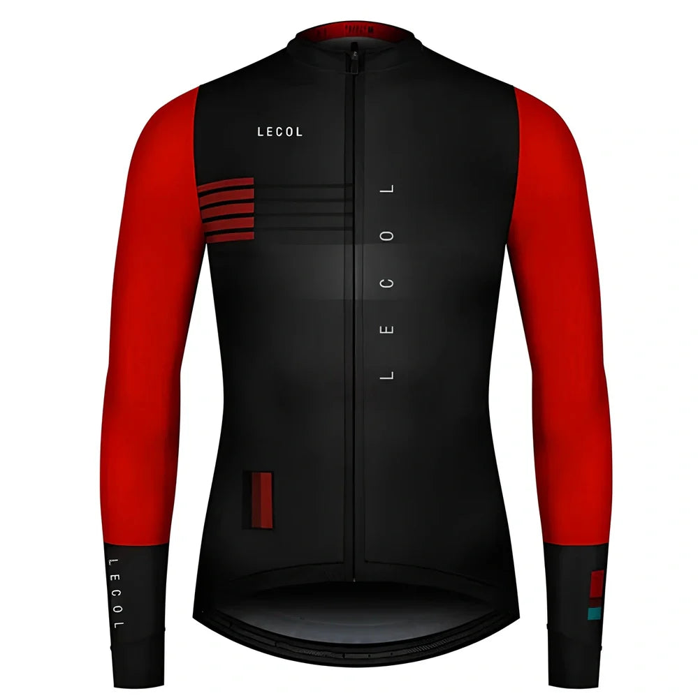 Autumn full sleeve cycling jersey for men with moisture-wicking fabric and ergonomic cycling cut